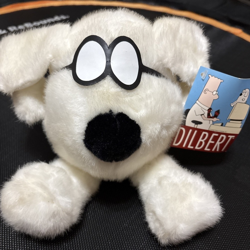 DOGBERT Dilbert Comic Strip Cartoon Dog Plush White w/ Black Glasses 8" Toy - Picture 2 of 8
